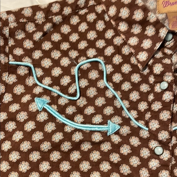 Wrangler Brown and Aqua Western Shirt - Picture 7 of 9